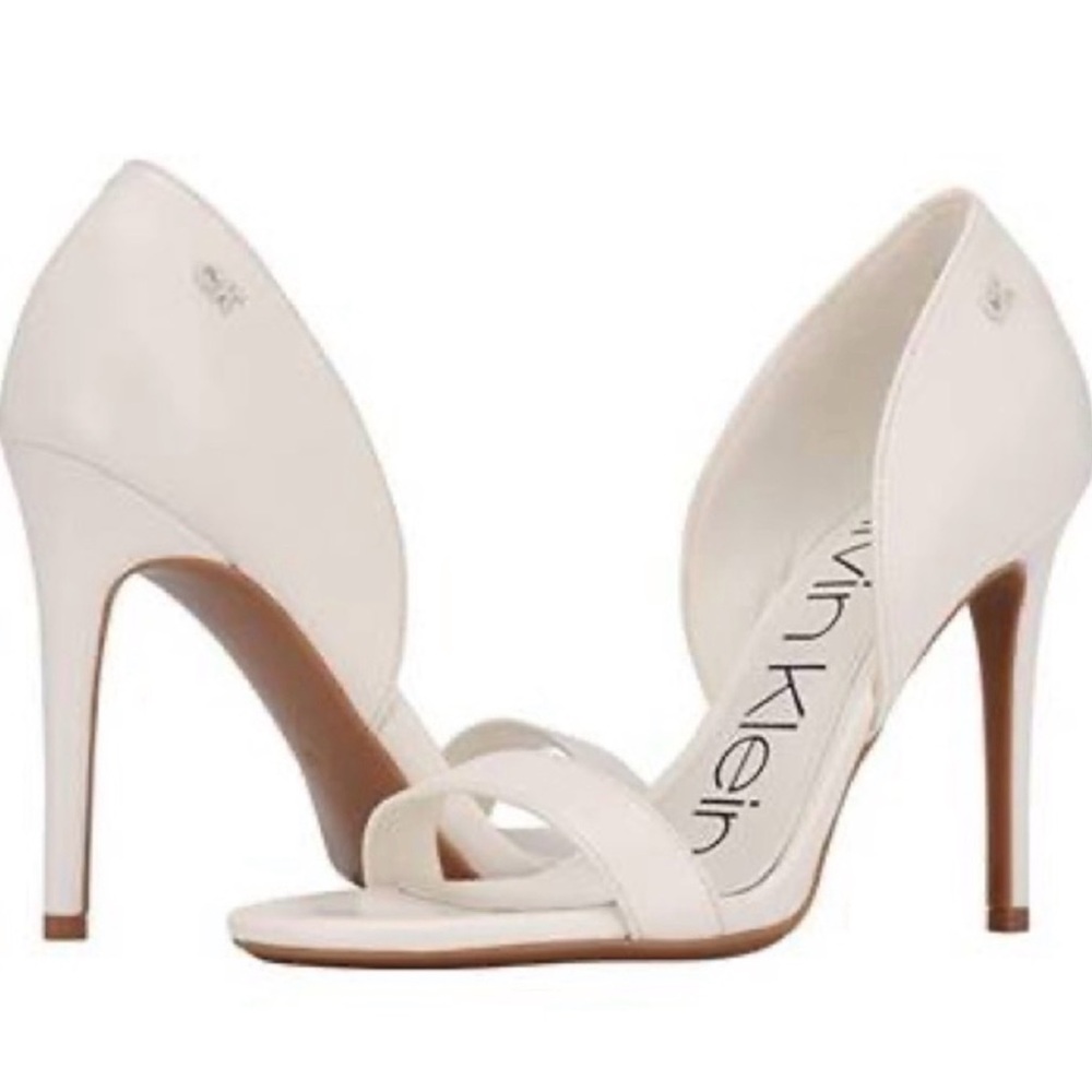 Calvin Klein Cream Open-Toe D'Orsay Stiletto Sandals